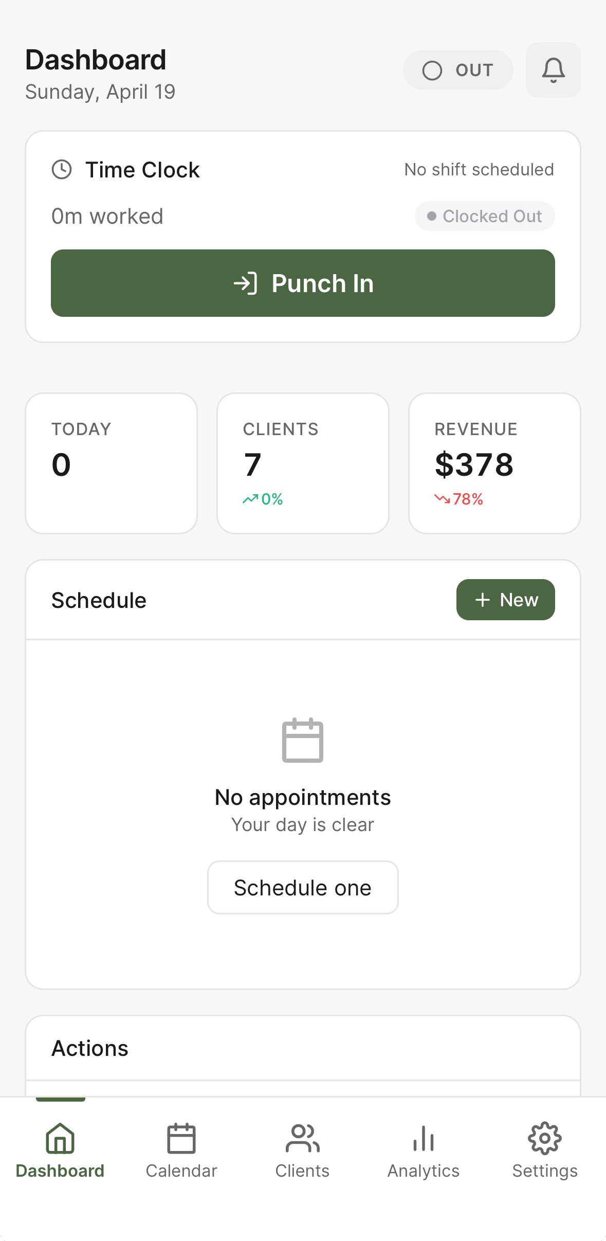 Delam staff app home screen